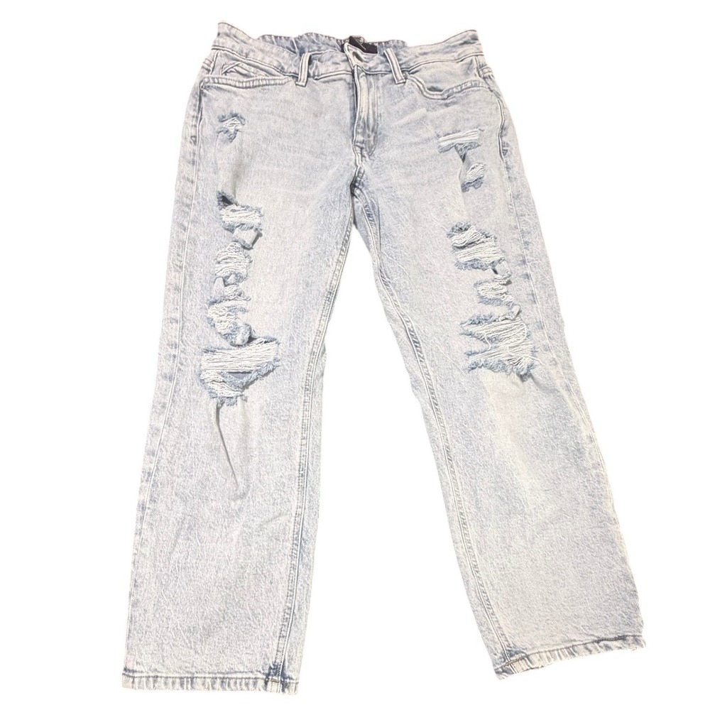 Edgely Relaxed Boyfriend Crop Jeans Light Wash Distressed Mid Rise Womens‎ 12